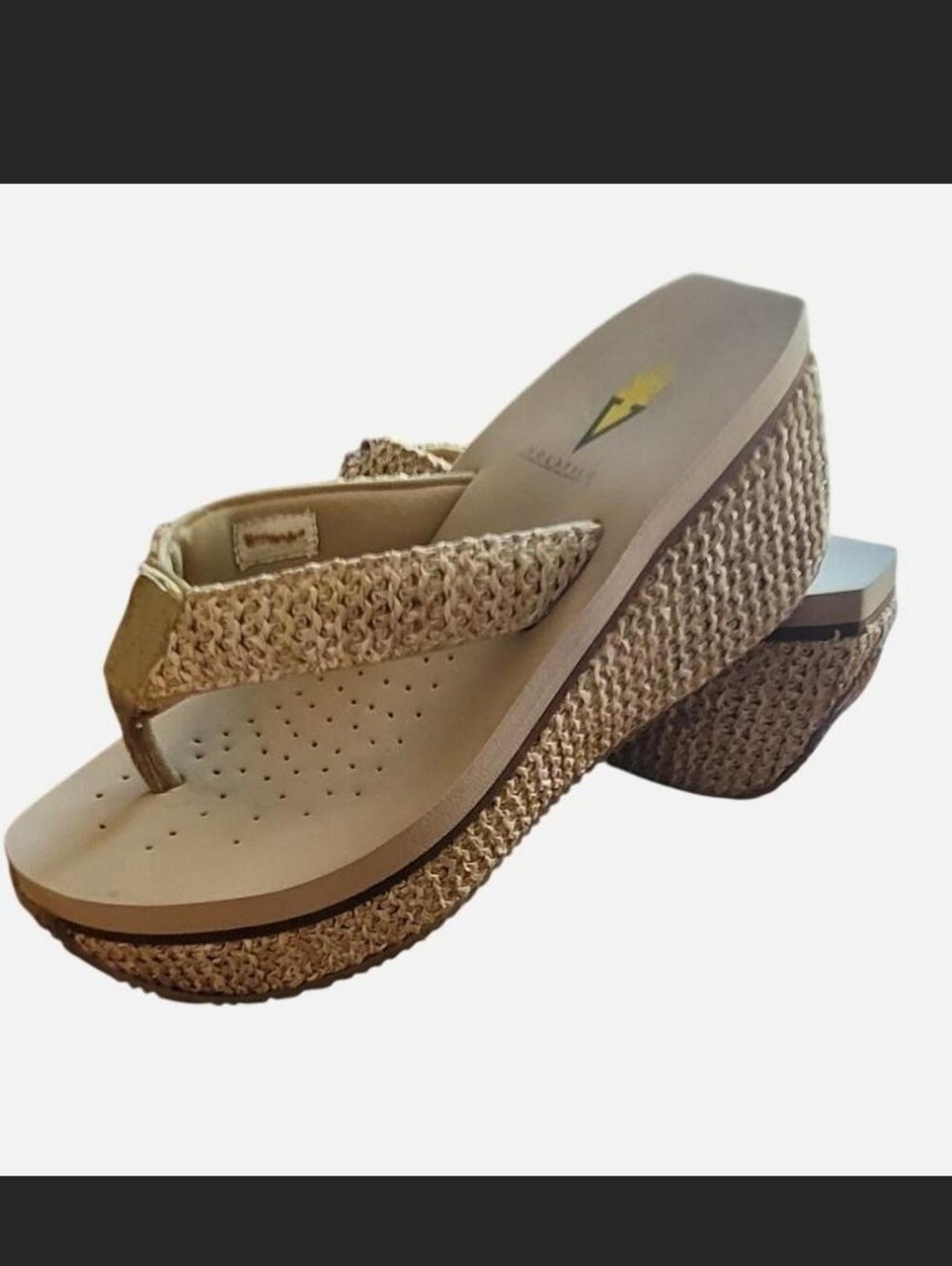 Volatile Beige Raffia Platform Sandals Sz 7